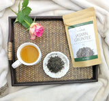 Losse jasmijnthee 100 g, natuurlijk gearomatiseerde jasmijnbloem groene thee, jasmijn groene thee met een uitgesproken jasmijnsmaak, Teaclub groene thee