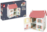 Janod - Mijn eerste houten poppenhuis - 10 accessoires - Poppenmeubels - Magnetische deuren en afneembaar dak - FSC-gecertificeerd houten speelgoed - Vanaf 3 jaar