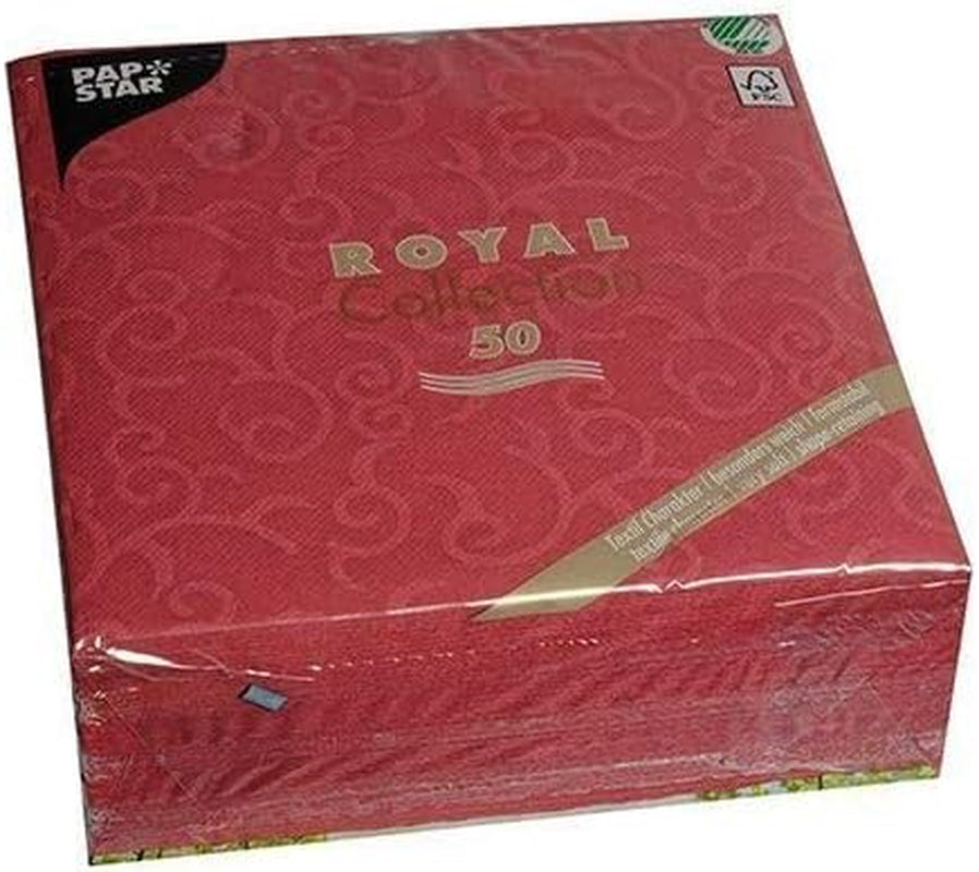 Papstar, 50 servetten "ROYAL Collection" 1/4 vouw 40 Cm X 40 Cm Bordeaux "Casali", #84880