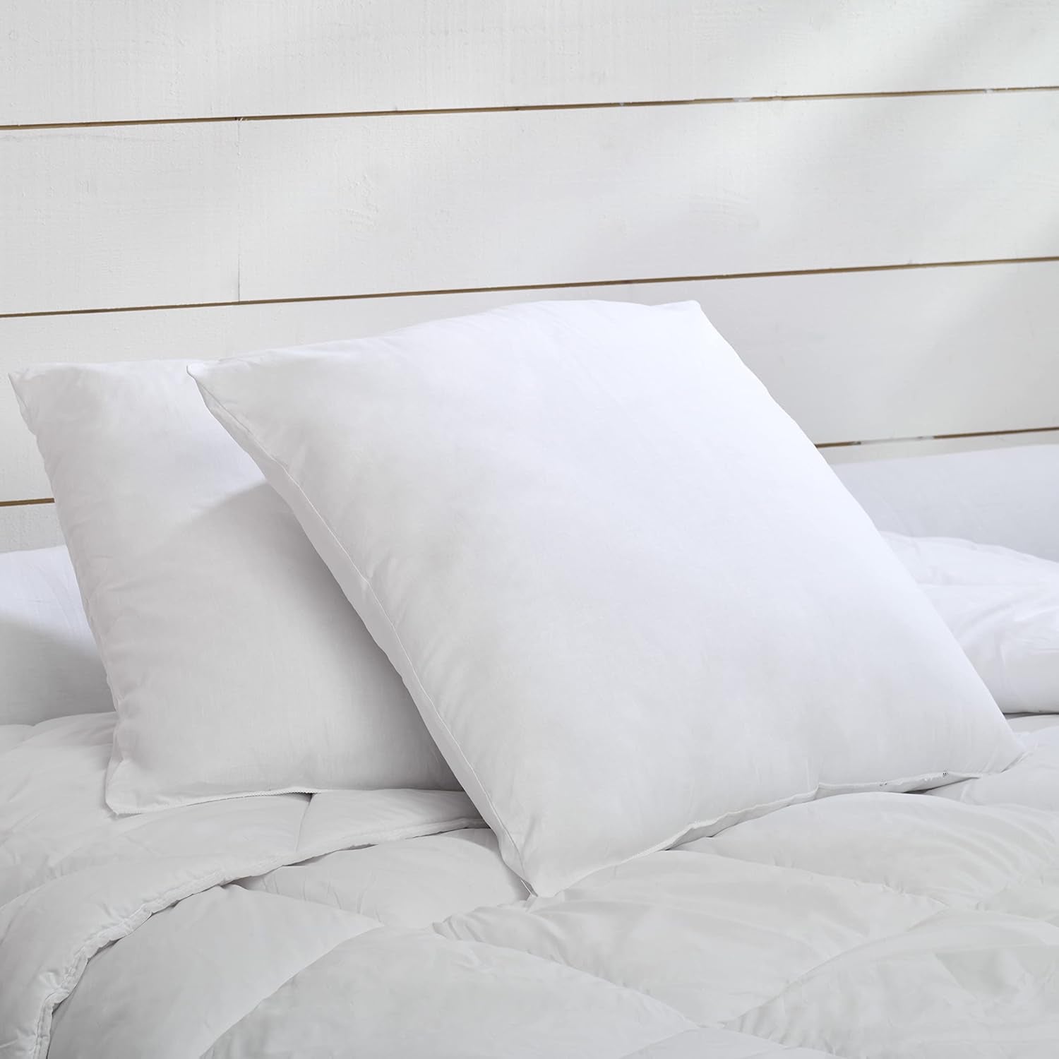 Blauwe Câlin set van 2 kussens met stevig comfort "Alaska", supervulling, 100% perkalkatoenenvelop, wit, 65 x 65 cm vierkante vorm Naty Shop standaard kussens vierkante vorm 65 x 65 cm