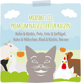 MjAMjAM - Premium natvoer voor katten - Delicious Mix Pack III Maaltijden voor uw kat, 6 stuks (6 x 200 g), graanvrij met extra vlees