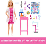 Barbie Wetenschapperspop en accessoires met modieuze blonde pop, laboratoriumtafel, microscoop, kleurveranderende kassier en petrischaaltje, JCR70 Naty Shop-poppen