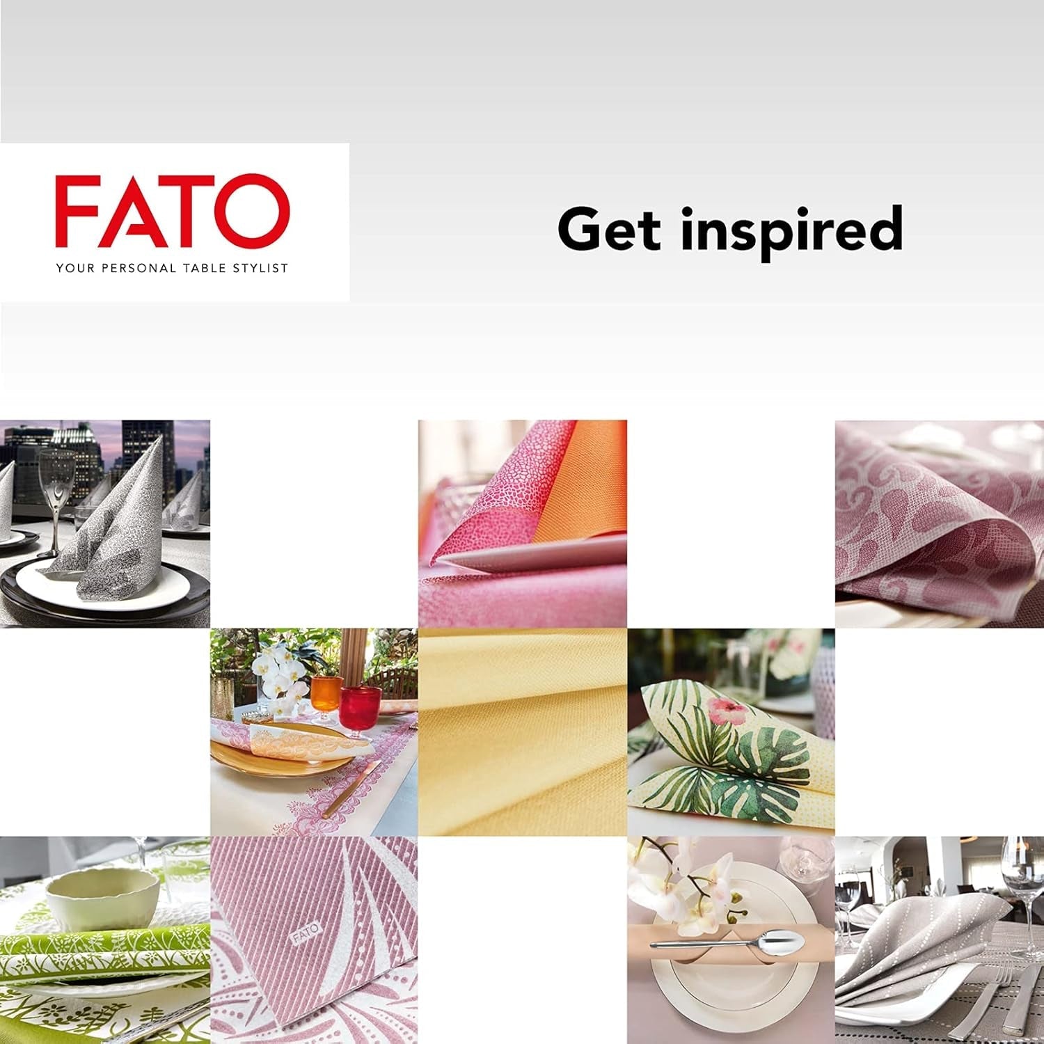 Fato - Droogpapieren servetten, Airlaid, stoffen effect, verpakking van 50 servetten, maat 40X40 in 4 gevouwen, kleur zwart