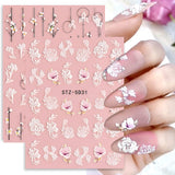 4 Blatt 3D Nagelsticker Frühling Blume Nagelaufkleber 5D Stereoskopisch Selbstklebend Nail Art Sticker Decoratie Nageldesign Zubehör