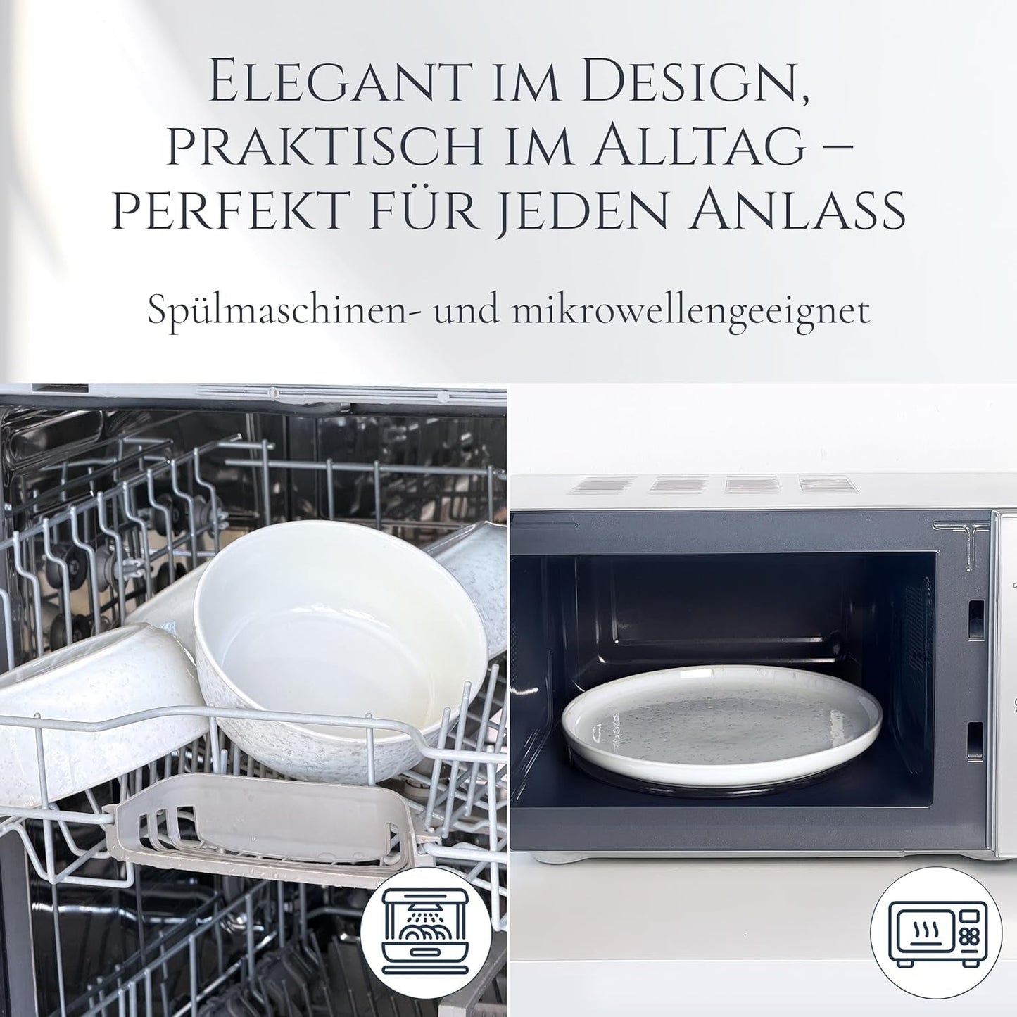 48-delige serviesset van keramiek voor 12 personen, Ibiza-design, TESTWINNAAR. Een prachtig mediterraan servies van keramiek, steengoed, inclusief kommen en borden. Pure Living serviesset, beige.