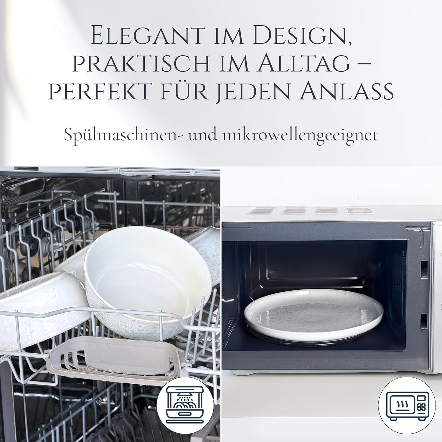 48-delige serviesset van keramiek voor 12 personen, Ibiza-design, TESTWINNAAR. Een prachtig mediterraan servies van keramiek, steengoed, inclusief kommen en borden. Pure Living serviesset, beige.