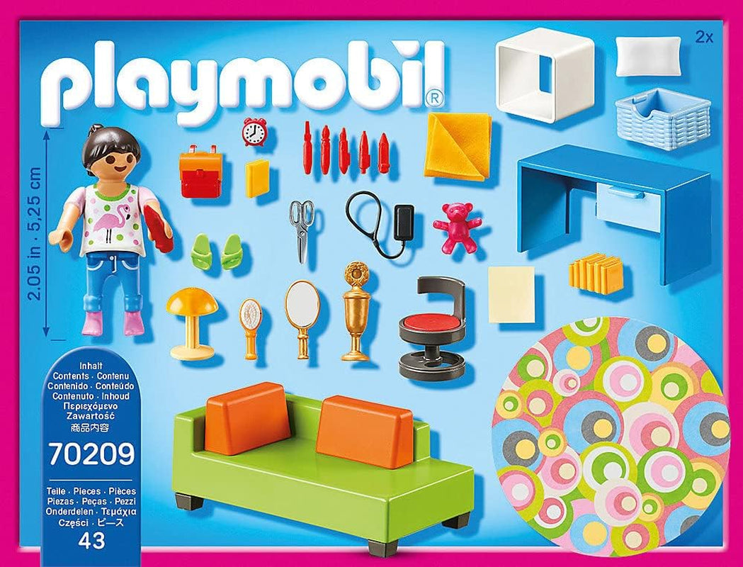 Poppenhuis 70985 Opvouwbaar poppenhuis met handvat, speelgoed voor kinderen vanaf 4 jaar en poppenhuis 70209 Tienerkamer met meisjesfiguur en accessoires, 4+