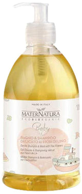 Fijne bad- en shampoo voor kinderen met vlasbloemen, douchegel en shampoo voor kinderen en baby's, Made in Italy - 500 ml Kinderen - Bad en Huidverzorging Naty Shop Standaard titel