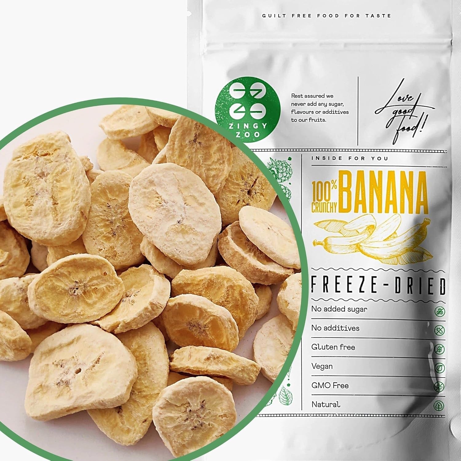 Diepvriesgedroogde bananen | Pakket 120g Gedroogde bananen zonder suiker | Diepvriesgedroogde banaan | Bananen met gedroogd fruit | Gevriesdroogde verse bananen | Bananenschijfjes met gevriesdroogd fruit Naty Shop gedehydrateerde producten 120 G (1 verpakking)