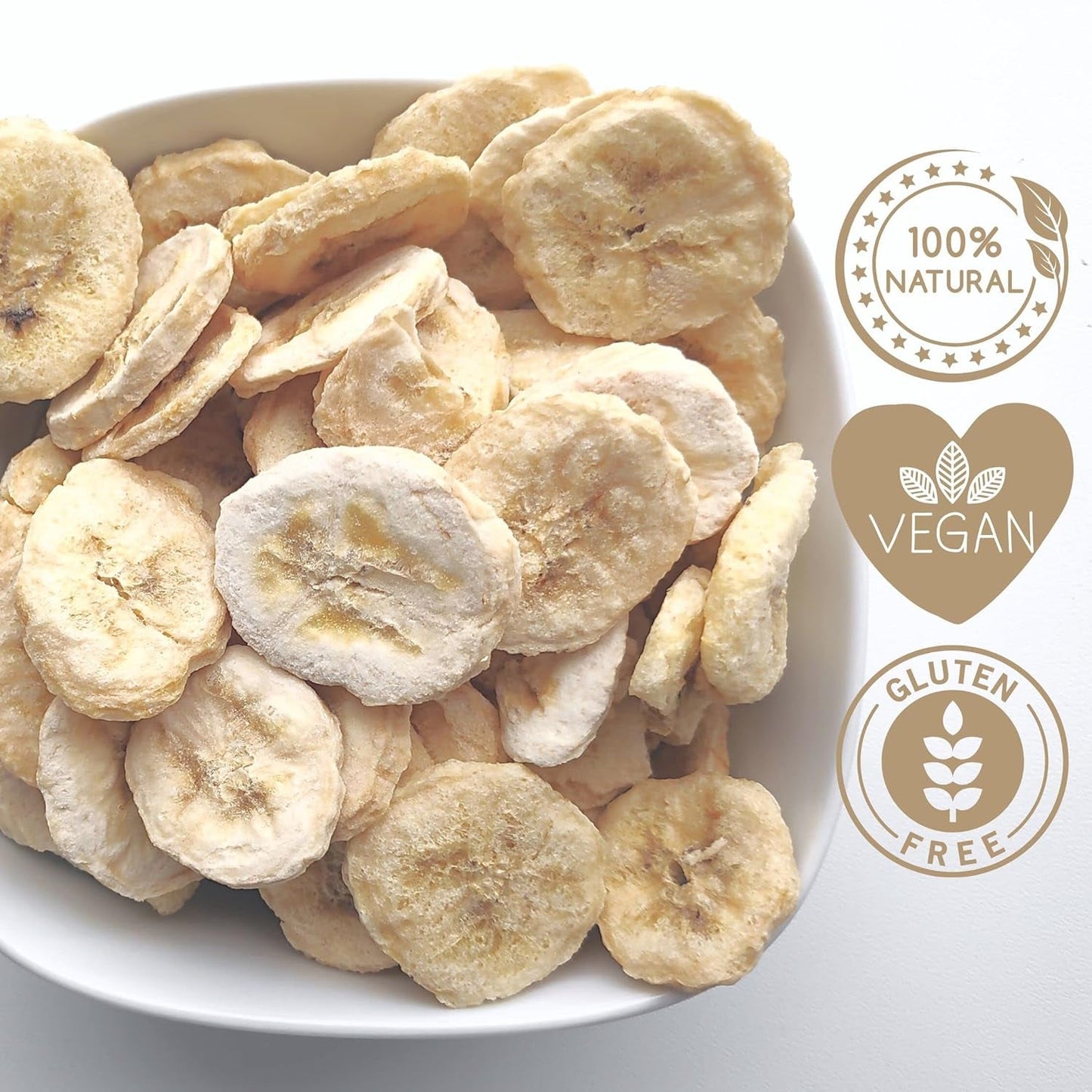 Diepvriesgedroogde bananen | Pakket 120g Gedroogde bananen zonder suiker | Diepvriesgedroogde banaan | Bananen met gedroogd fruit | Gevriesdroogde verse bananen | Gevriesdroogde plakjes banaan Naty Shop gedehydrateerde producten