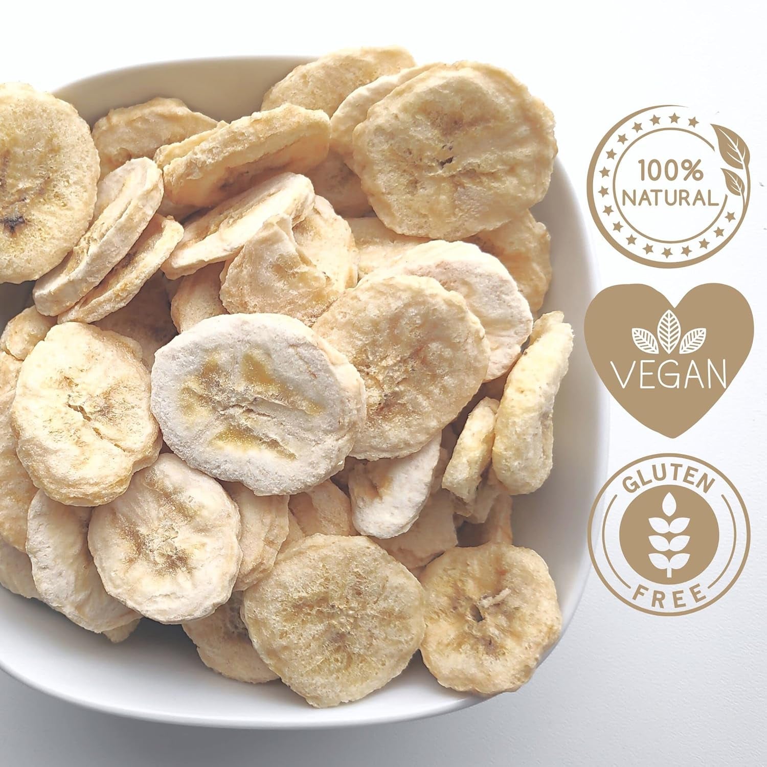 Diepvriesgedroogde bananen | Pakket 120g Gedroogde bananen zonder suiker | Diepvriesgedroogde banaan | Bananen met gedroogd fruit | Gevriesdroogde verse bananen | Gevriesdroogde plakjes banaan Naty Shop gedehydrateerde producten