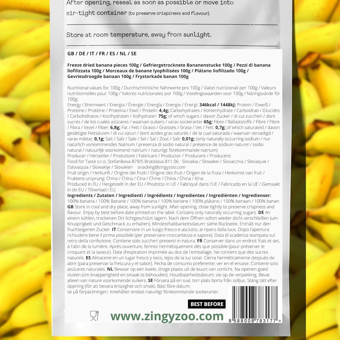 Diepvriesgedroogde bananen | Pakket 120g Gedroogde bananen zonder suiker | Diepvriesgedroogde banaan | Bananen met gedroogd fruit | Gevriesdroogde verse bananen | Gevriesdroogde plakjes banaan Naty Shop gedehydrateerde producten