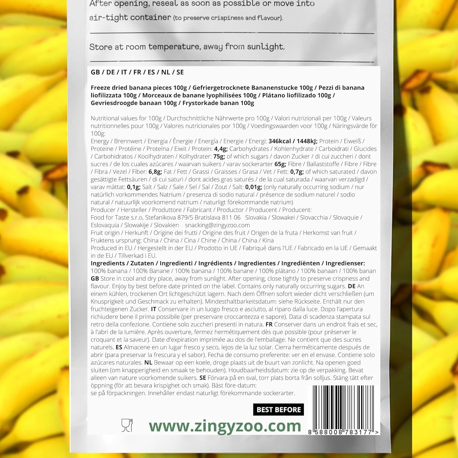 Diepvriesgedroogde bananen | Pakket 120g Gedroogde bananen zonder suiker | Diepvriesgedroogde banaan | Bananen met gedroogd fruit | Gevriesdroogde verse bananen | Gevriesdroogde plakjes banaan Naty Shop gedehydrateerde producten