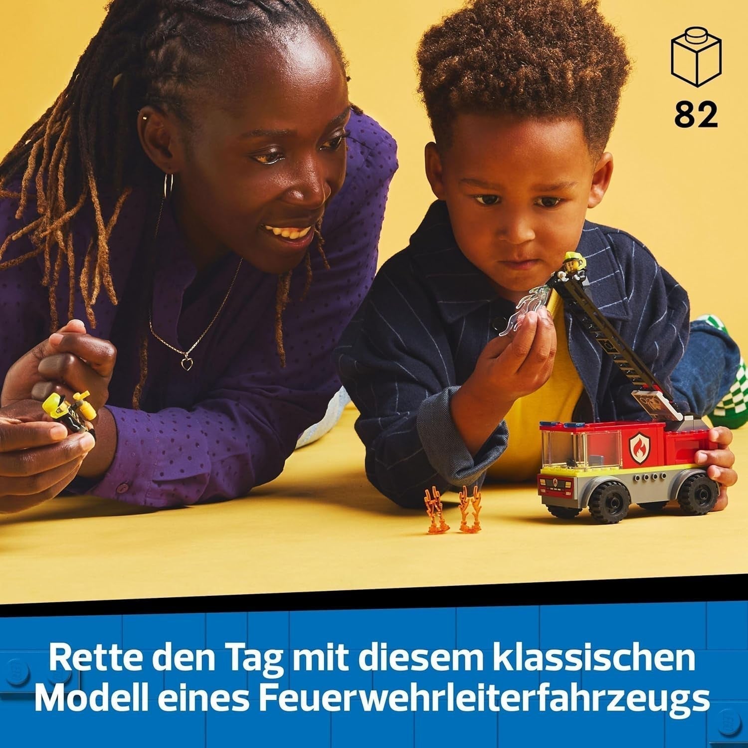 LEGO City Brandladderwagen - Speelgoedbrandweerwagen met 2 brandweerminifiguren voor jongens en meisjes vanaf 4 jaar - educatief speelgoed - cadeau voor kleuters 60463 Bouwsets Besuche den LEGO-Store