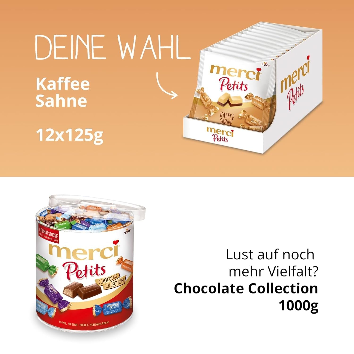 Merci Petits Koffieroom - 12 x 125g - Kleine pralines van witte chocolade op fijne chocolade met koffieroom - Individueel verpakte chocoladepralines