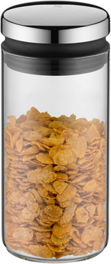 WMF Depot 1L glazen voorraadpot, hoogte 21,5 cm, voorraadpot met deksel, koffiebonencontainer, graankan, voedselvoorraadpot met brede vulopening (4 stuks) Voedselbewaardozen Naty Shop