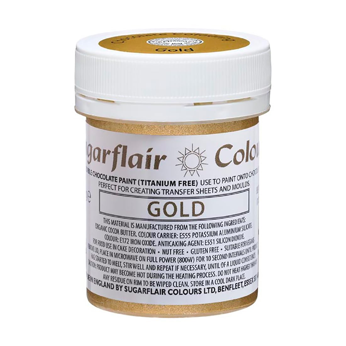 Kleurstof voor levensmiddelen Sugarflair Chocolate Gold - Gekleurde biologische cacaoboter, chocoladekleuring voor het kleuren van chocolade, pralines - 35 g