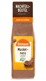 Ostmann Gewürze - Muskatnuss gemahlen | Ideaal om aardappelgerechten op smaak te brengen Zum Nachfüllen der Streudose | Hersluitbare zak van 50 g