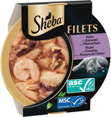 SHEBA Filets Volwassen Katzenfutter in Saus met Kip, Hochseefisch en Garnelen 16 x 60g Shell