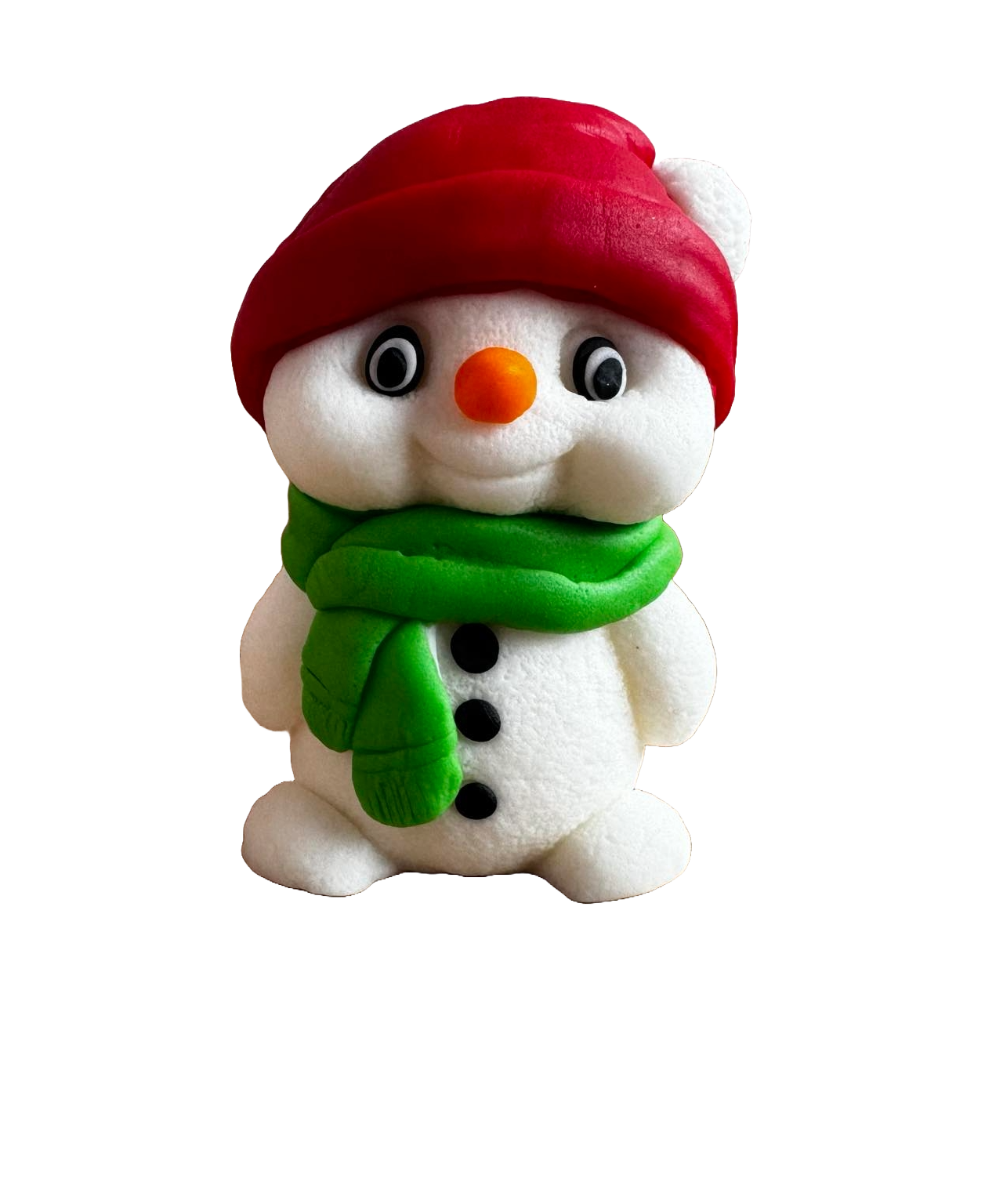 Eetbare decoratie van suikerpasta, Sneeuwpop met groene sjaal Suikerpasta Decoraties Naty Shop