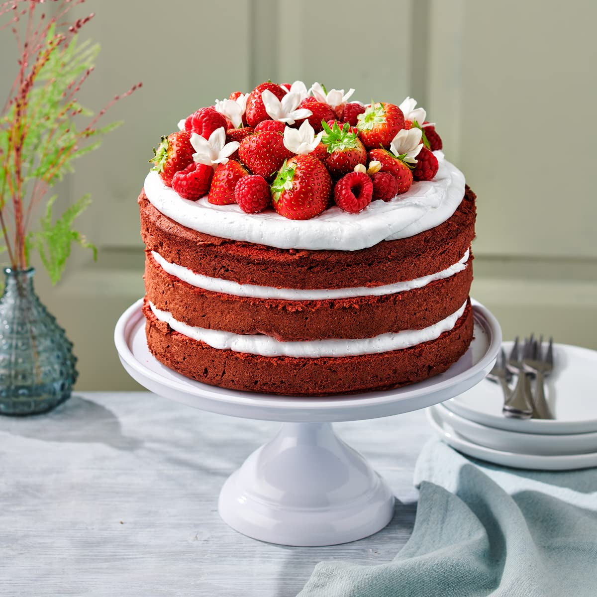 Funcakes Mix Für Red Velvet Cake, Glutenvrij: Einfach Zu Berübenen, Schön Weicher Und Fluffiger Kuchen Mit Leichtem Schokoladengeschmack, Perfekte Rote Farbe, 400G Mix voor bakken en koken Naty Shop