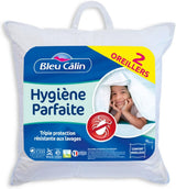 Bleu Câlin Set van 2 rechthoekige anti-mijt-, antibacteriële kussens, pluizig comfort, T 60X60 Cm, 100% katoen, perfect hygiëne-assortiment Naty Shop standaard kussens