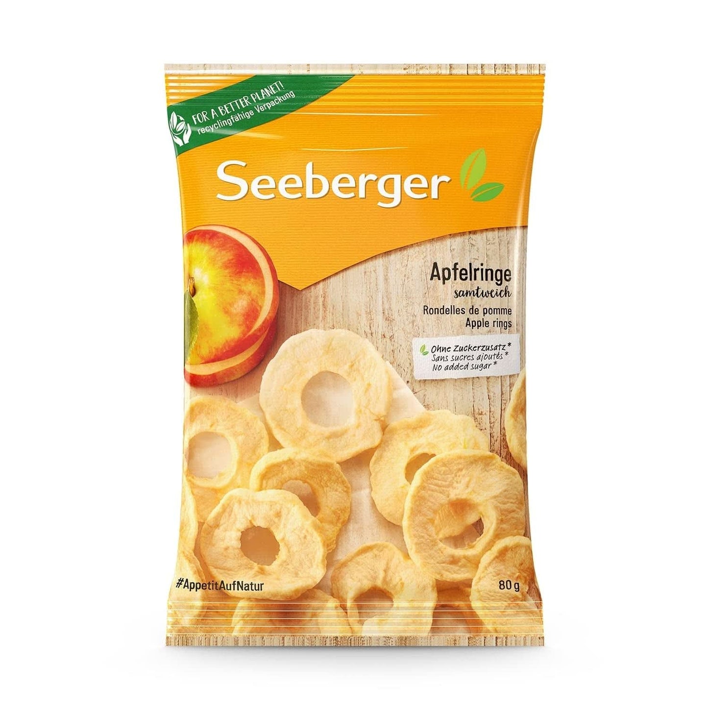 Seeberger, beste kwaliteit gedroogde appelschijfjes, zonder toegevoegde suiker, 10 x 80 gram Naty Shop gedehydrateerde producten 80 gram