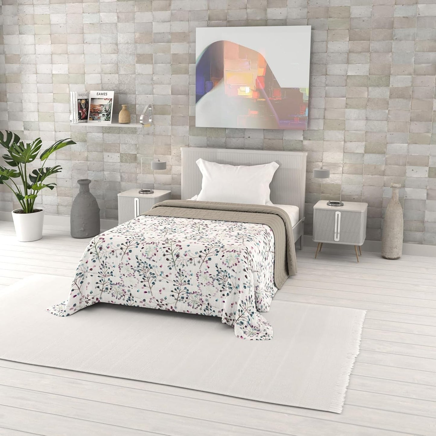 Zomerdekbed met fantasieprint, polyester vulling, bloemblaadjes, 260x270cm Quilts en quilts Naty Shop stapel 220x270cm