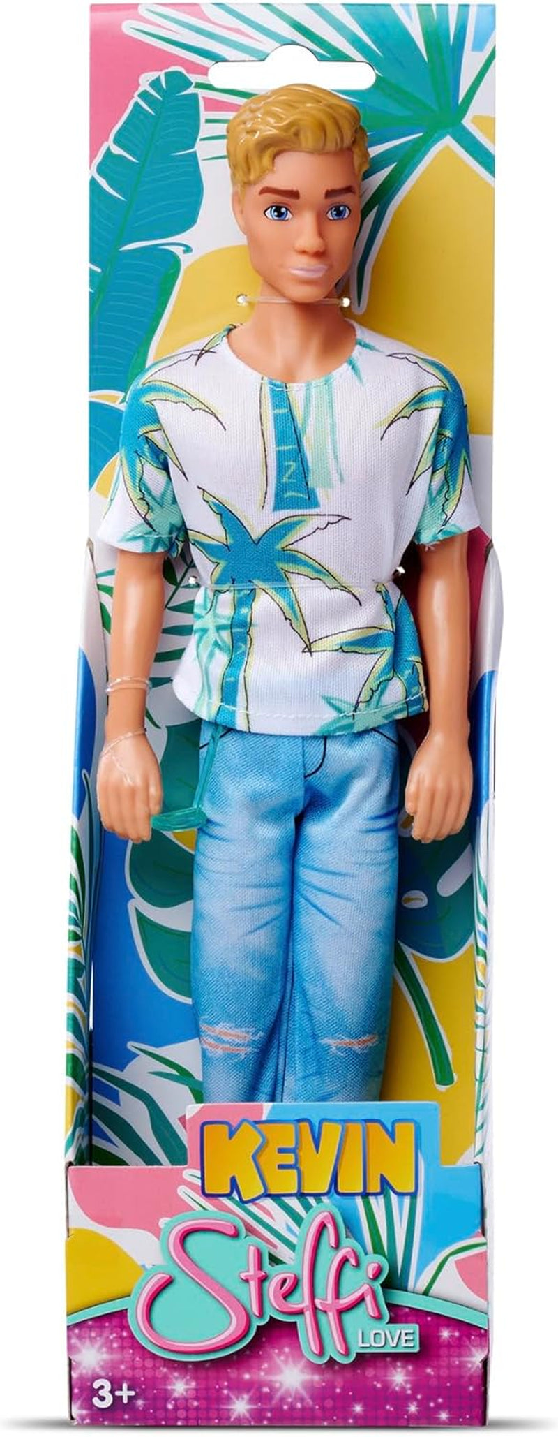 SIMBA 105733729 Steffi Love Kevin speelpop draagt top met palmprint en coole jeans inclusief zonnebril 30 cm Leeftijd 3+ Naty Shop-poppen Standaardtitel