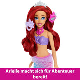 Mattel Disney Princess Toys, zeemeermin Ariël modepop met afneembare staartvin, kaptafel met 5 herhaalbare pop-up verrassingen en 5 accessoires, JBF86
