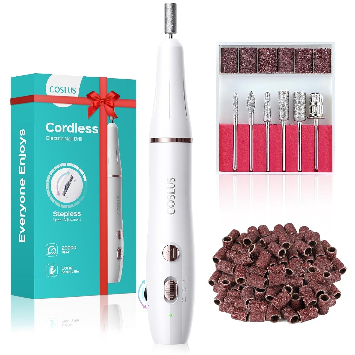COSLUS Nagelfräser Kabellos Tragbar Für Gelnägel: Elektrische Nagelfeile Stufenlos Geschwindigkeitregelung Für Maniküre Pedicüre en Acrylnägel Plastik Nail Drill Voor Anfänger & Nagelstudio Zuhause