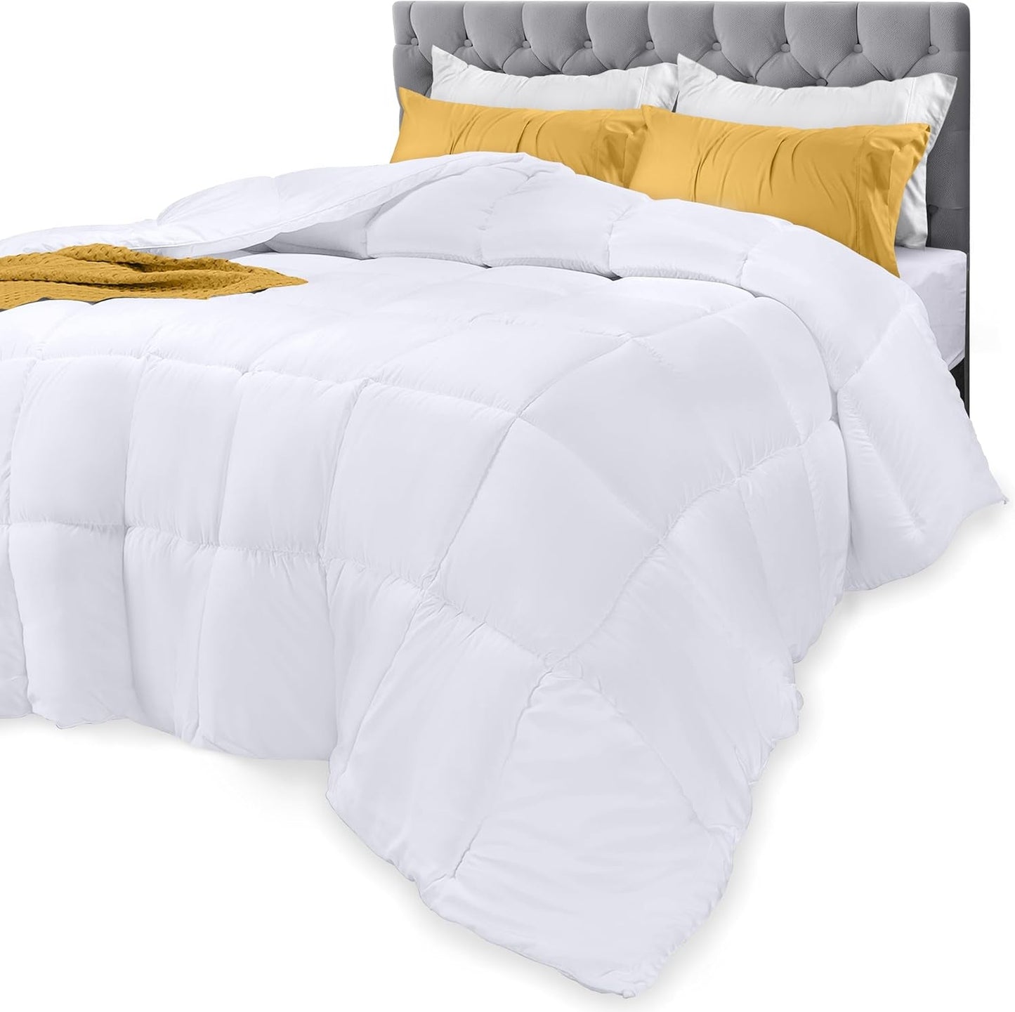 Utopia donzen dekbedovertrek (wit, Queen) - Alle seizoenen - Pluche vulling van gesiliconiseerde vezels - Stiksel Naty Shop Quilts & Quilts Standaardtitel
