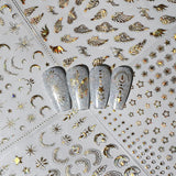 8 vellen gouden maan en sterren nagelkunststickers engelenvleugels bruin gouden nagelstickers sterren nagelfolie zelfklevende nagelstickers nagelontwerpaccessoires nagelstickers