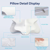 HOMCA Nekkussen Kussen, Memory Foam Ergonomisch kussen 3D-koelende kussensloop voor rug-, zij- of buikligging, 62 X 41 X 9,5/12,5 Cm Cervicale orthopedische kussens Naty Shop