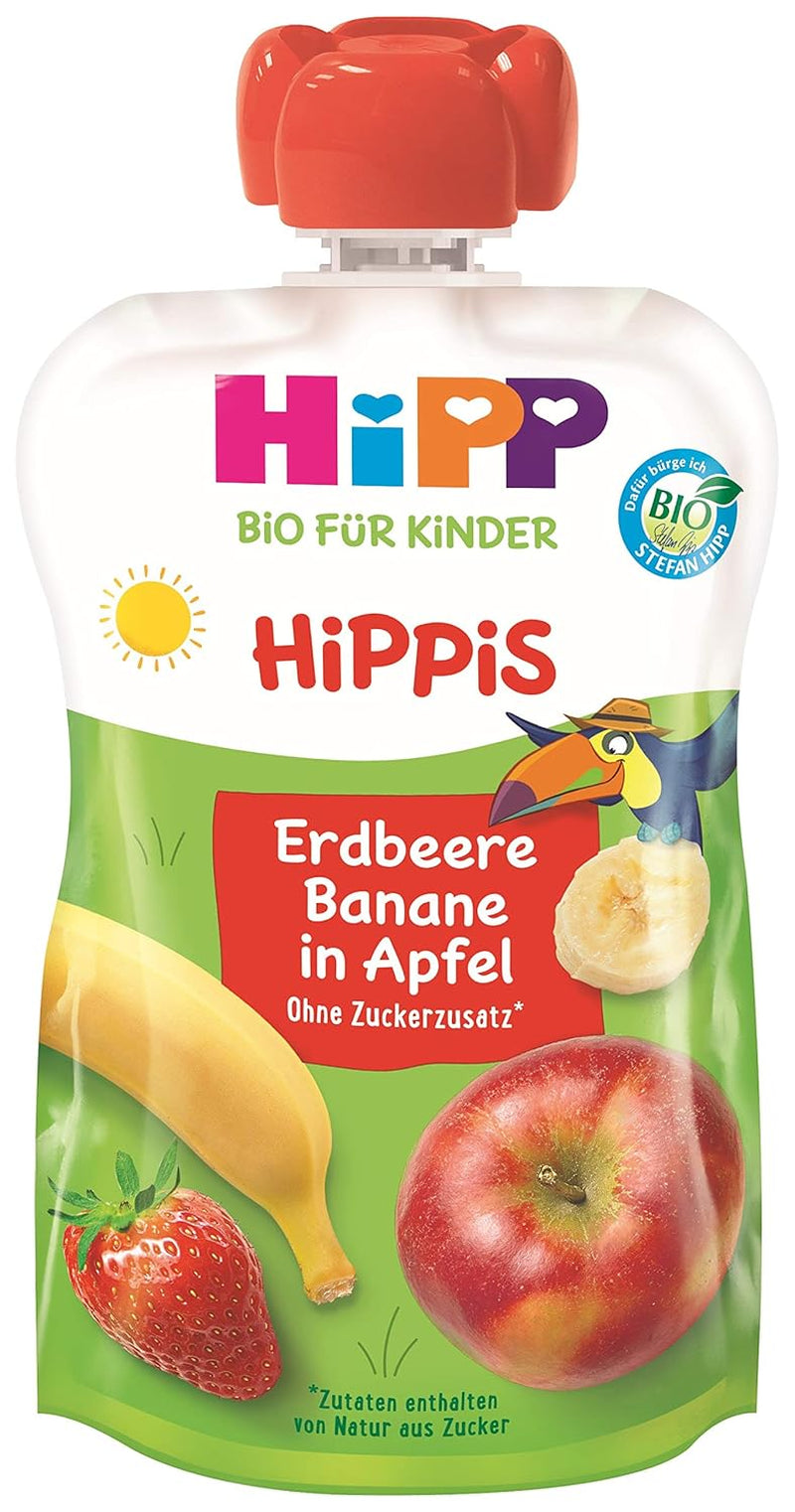 HiPP Biologisch voor Kinderen HiPPiS Aardbei Banaan in Appel - Theo Toucan, 100g