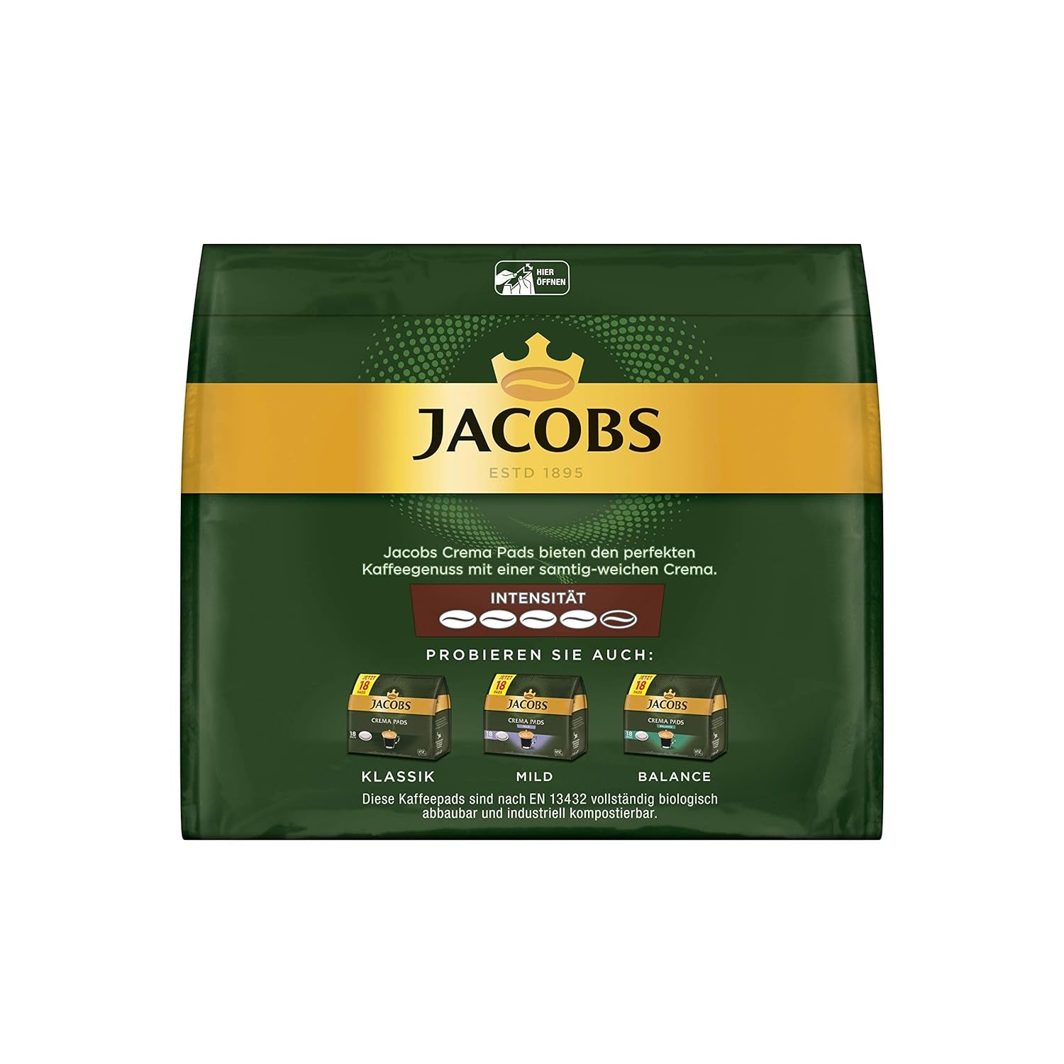 Kräftig Crèmepads, 90 Senseo-compatibele Kaffeepads UTZ-zertifiziert, 5er Pack, 5 x 18 Getränke & Cream Pads, 90 Senseo-compatibele Kaffeepads UTZ-zertifiziert, 5er Pack, 5 x 18 Getränke
