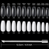 200 stuks valse nageltips 10 maten acryl kunstnagels met nagelriemschuiver en doorzichtige doos voor vrouwen en meisjes (natuurlijk en transparant)