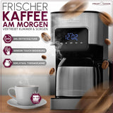 Koffiezetapparaat Profi Cook | 8-10 kopjes | Timer | Sensoraanraakbediening | Dubbelwandige thermoskaraf van 1,2 liter | Smaakzegel | RVS filterkoffiezetapparaat | PC-KA 1191