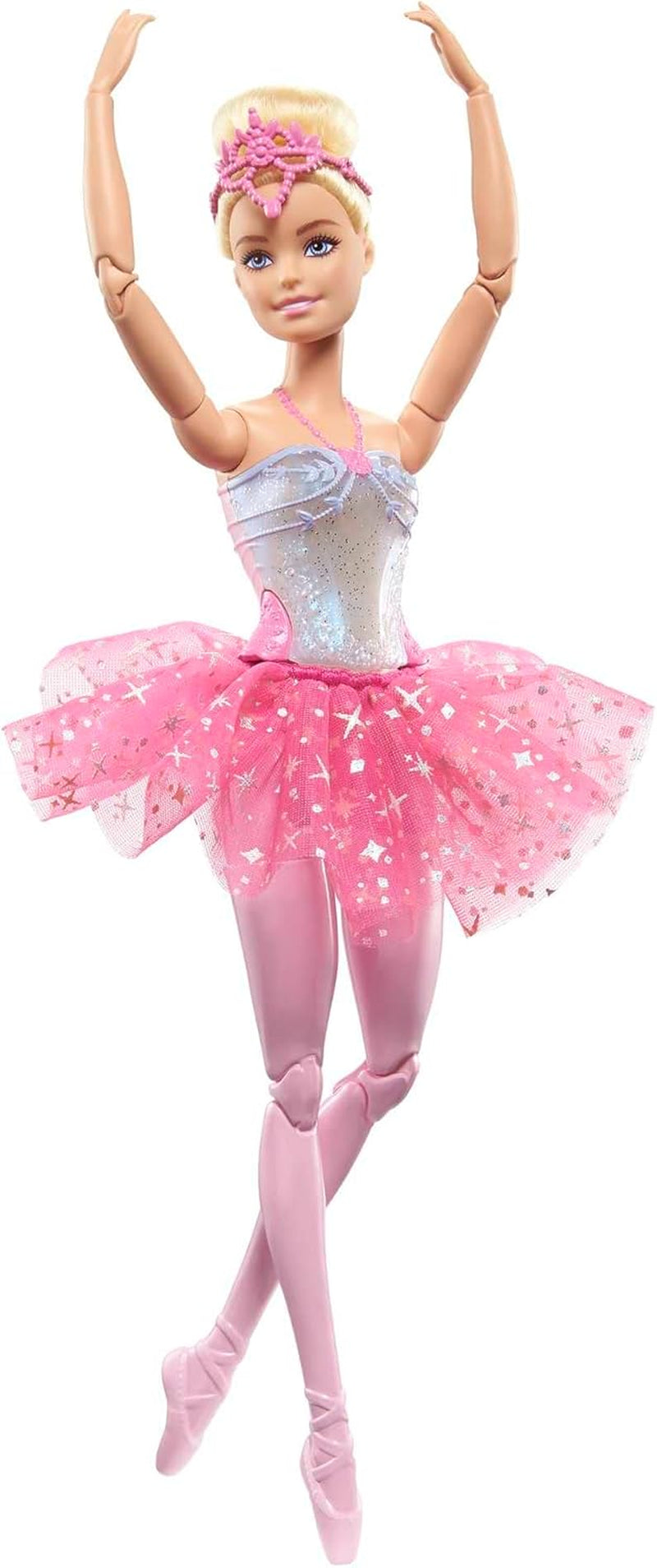 Barbie Dreamtopia Magische lichtballerinapop met roze tutu en blond haar 5 licht- en geluidseffecten Barbie Beweegbaar vanaf 3 jaar HLC25 Naty Shop-poppen Enkel blond haar