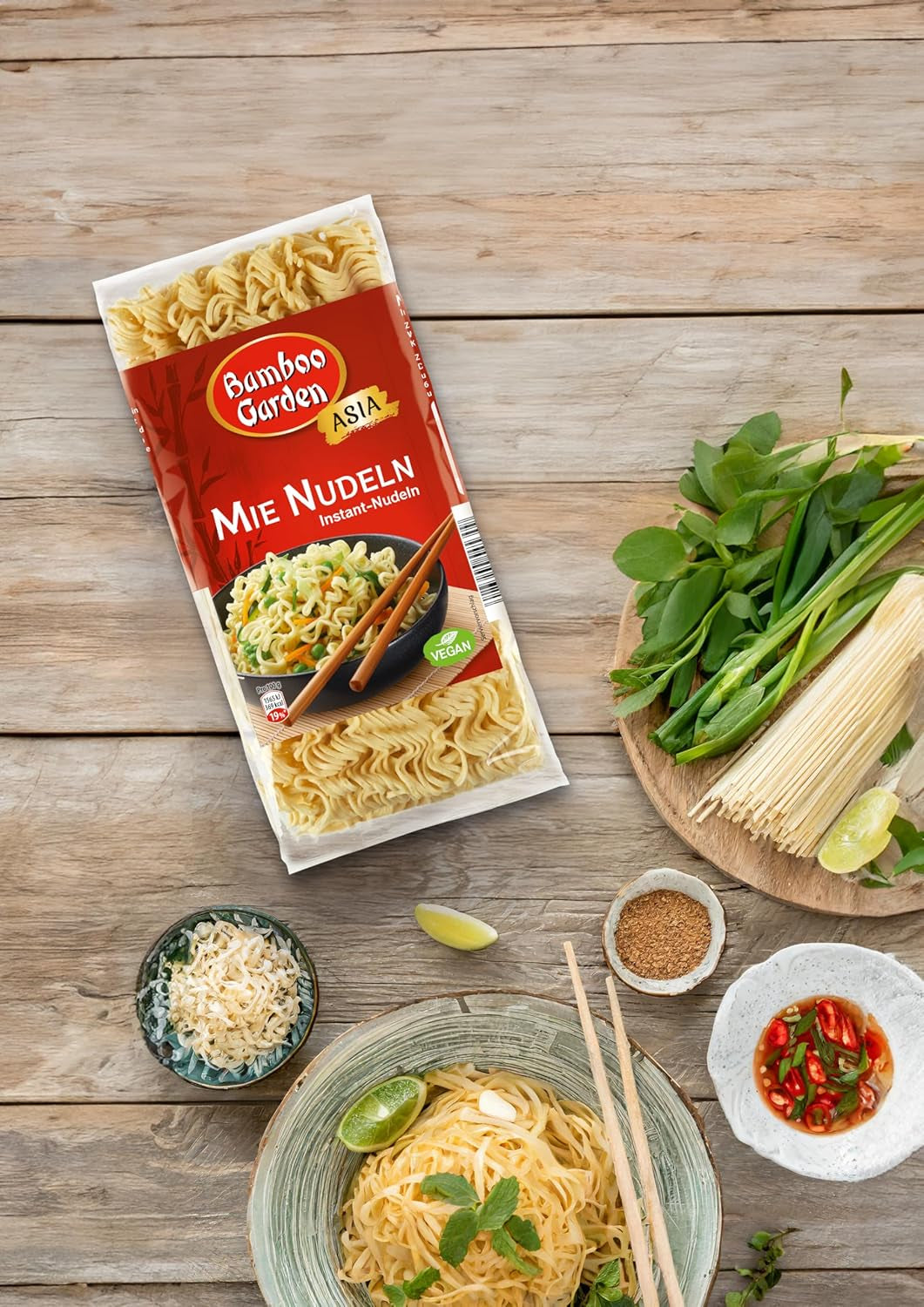 Bamboo Garden - Mie Noedels | Instantnoedels voor de Aziatische keuken | Ideaal voor wokgerechten of soepen Veganisten | Zak van 250 gram