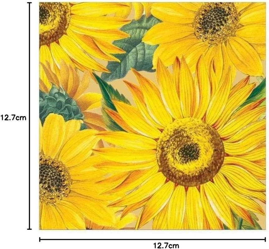 Zonnebloempapieren servetten, 20 stuks per verpakking