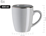 MÄSER Metalen frame, Modern 6-persoons servies met messingkleurig frame, 24-delig combinatieservies met randloze bekervormen, Steengoed, Grijs