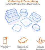 Amazon Basics Glazen voedselcontainers met deksels, 20 stuks (10 containers + 10 deksels) BPA-vrij, helderblauwe voedselbewaardozen Naty Shop