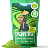 Naturalebio BIO Groene theepoeder 100 g. Voor koken en bakken. Originele Japanse matcha. Groene thee uit Japan, vegan, glutenvrij en non-GMO. Natuurlijk biologisch product.