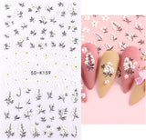JMEOWIO 3D Nagelsticker Frühling Blumen 5 Blatt Nagelaufkleber 5D Stereoskopisch Selbstklebend Bunte Blüte Nail Art Sticker Decoratie Nageldesign Zubehör