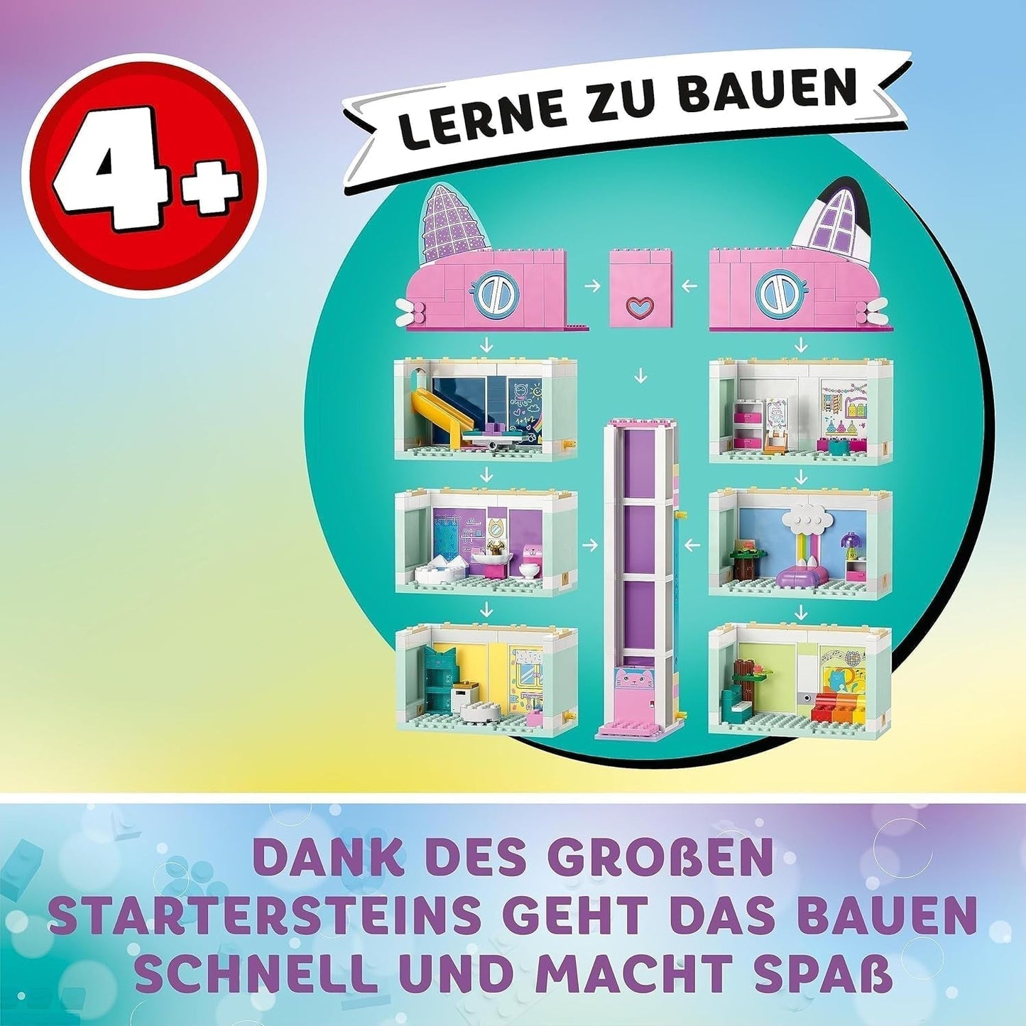 Lego 10788 Gabby's poppenhuis speelgoedset, 8 kamers en 4 verdiepingen Gabby's poppenhuis speelgoed met Pandi, Meerkat, Kuchi figuren en accessoires, cadeau voor 4-jarige meisjes, jongens en kinderen Bouwsets Besuche den LEGO-Store