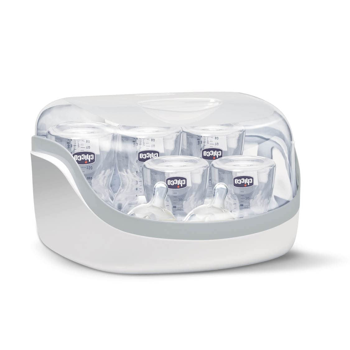 Chicco modulaire sterilisator met droogfunctie, babyflessensterilisator, bijtring en fopspeen met auto-stop, magnetronbestendig, geschikt voor het steriliseren van maximaal 6 flessen van 330 ml
