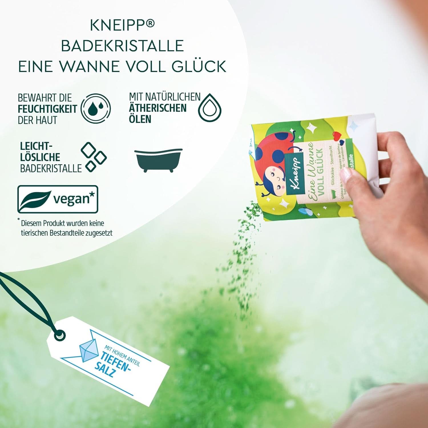 Kneipp, badkristallen, met natuurlijke extracten van sterfruit en geluksklaver, met een hoog gehalte Luisenhaller zout, 60 gram Douche en bad Naty Shop