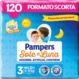 Pampers Sun en Moon Midi luiers, maat 3 (4-9 kg), 120 luiers