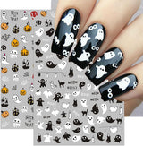 8 Blatt Nagelsticker Halloween Nagelstickers Selbstklebend Niedliches Kürbis-Schädel-Spinnennetz Niedlichen Kinder Geist Nail Art Sticker Decoratie Nageldesign Zubehör